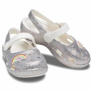 Crocs Classic Glitter Charm Mary Jane Clog Kids Grey